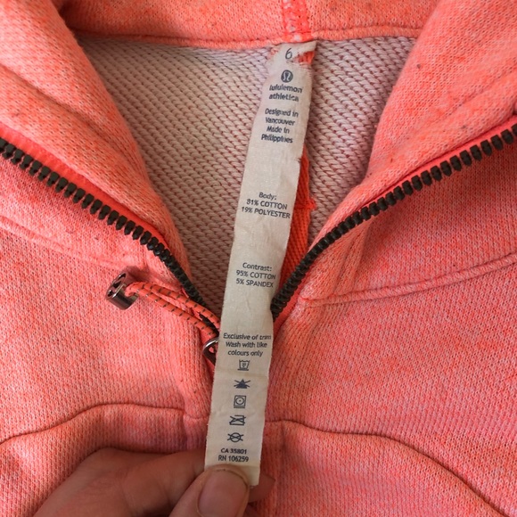 Lululemon Neon Coral Scuba Hoodie Size 6 - Picture 2 of 8
